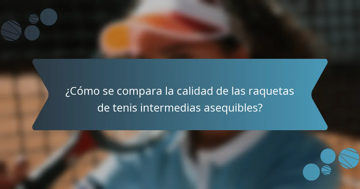 ¿Cómo se compara la calidad de las raquetas de tenis intermedias asequibles?