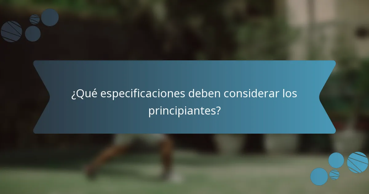 ¿Qué especificaciones deben considerar los principiantes?